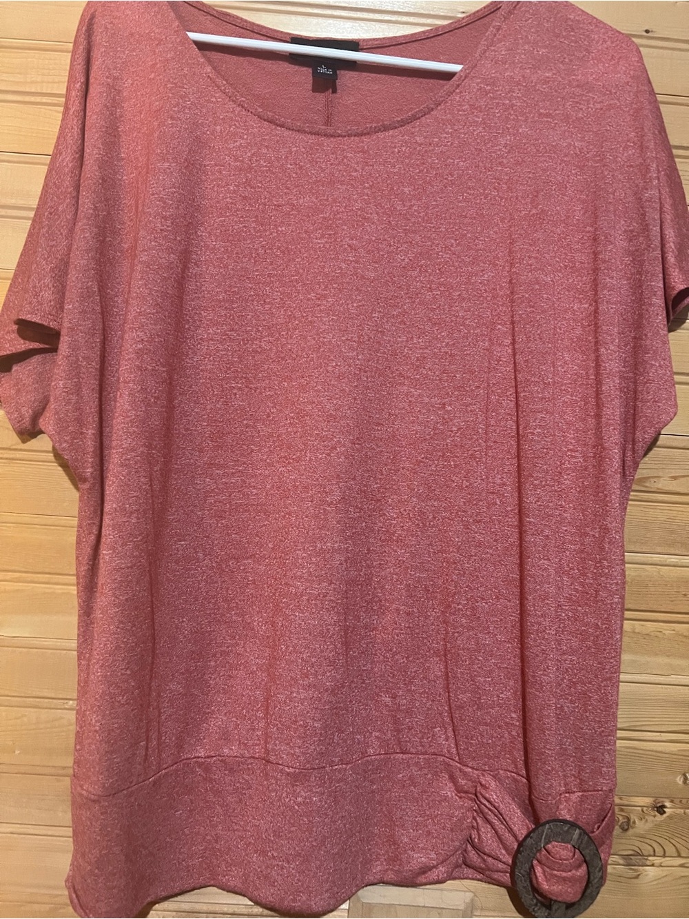 AB Studio Heathered Rose Short Sleeve Scoop Neck Top